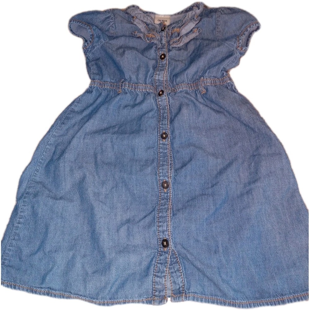 OshKosh‎ B'gosh Girl's 5T Denim 100% Cotton Ruffle Dress Spring Summer